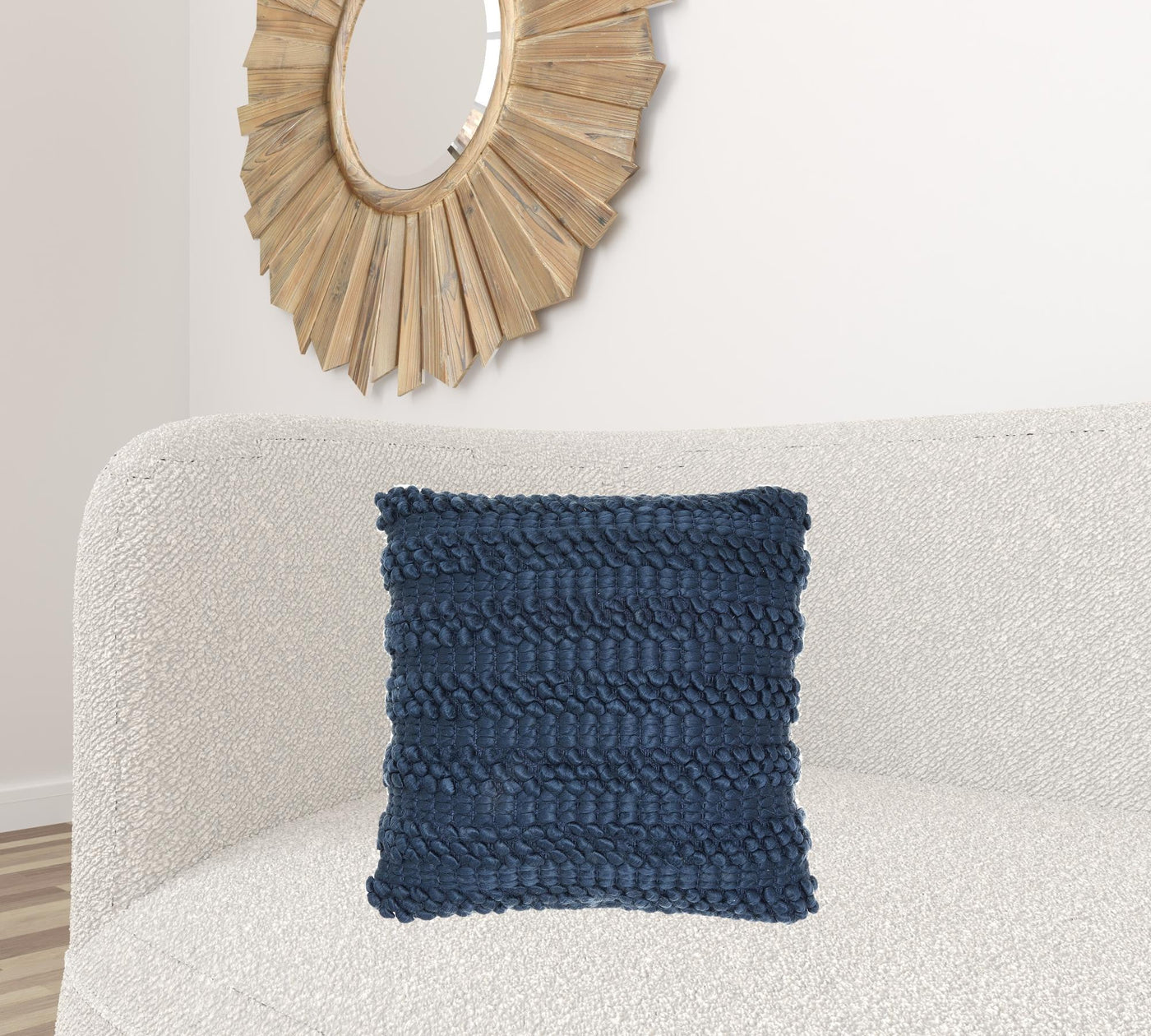 Xl Dark Blue Pom-Pom Detailed Throw Pillow - Accent Throw Pillows