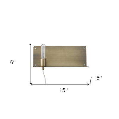 XL Dull Gold Shelf Wall Light - Wall Lighting