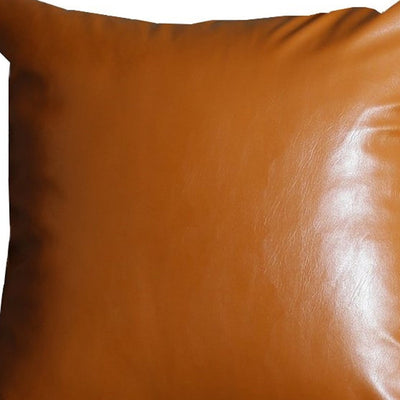 Xl Rustic Brown Faux Leather Lumbar Pillow Cover - Accent Throw Pillows