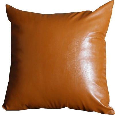 Xl Rustic Brown Faux Leather Lumbar Pillow Cover - Accent Throw Pillows