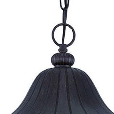 XL Three Light Matte Black Leaf Detail Hanging Light - Chandeliers-Pendants-Hanging Lights