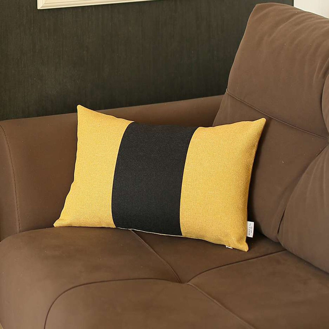 Yellow and Black Midsection Lumbar Throw Pillow - Accent Throw Pillows