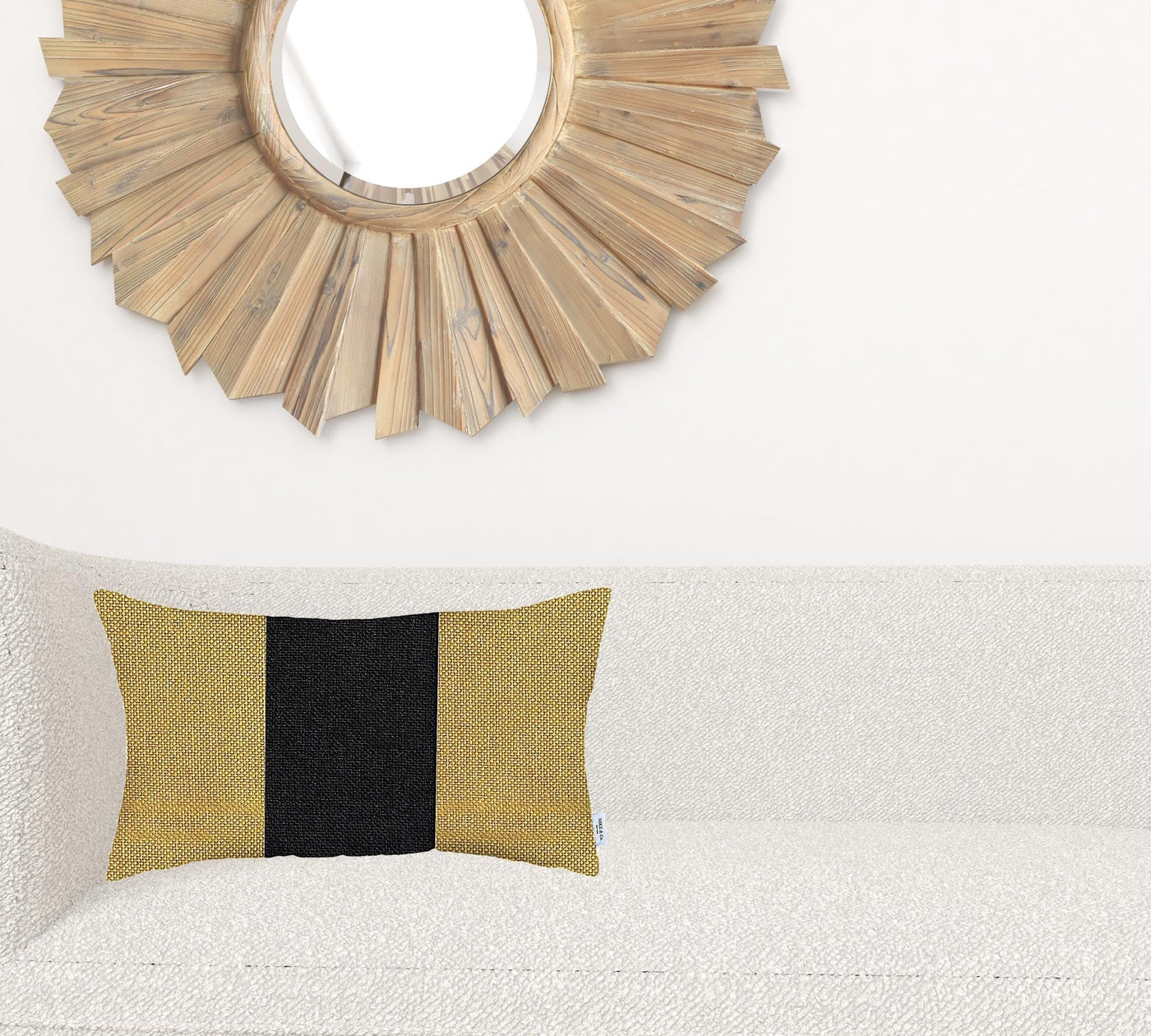 Yellow and Black Midsection Lumbar Throw Pillow - Accent Throw Pillows