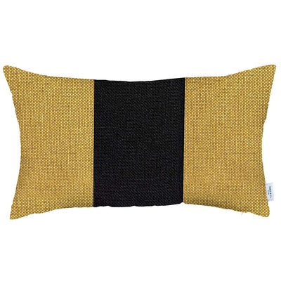 Yellow and Black Midsection Lumbar Throw Pillow - Accent Throw Pillows