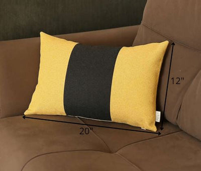 Yellow and Black Midsection Lumbar Throw Pillow - Accent Throw Pillows