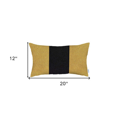 Yellow and Black Midsection Lumbar Throw Pillow - Accent Throw Pillows