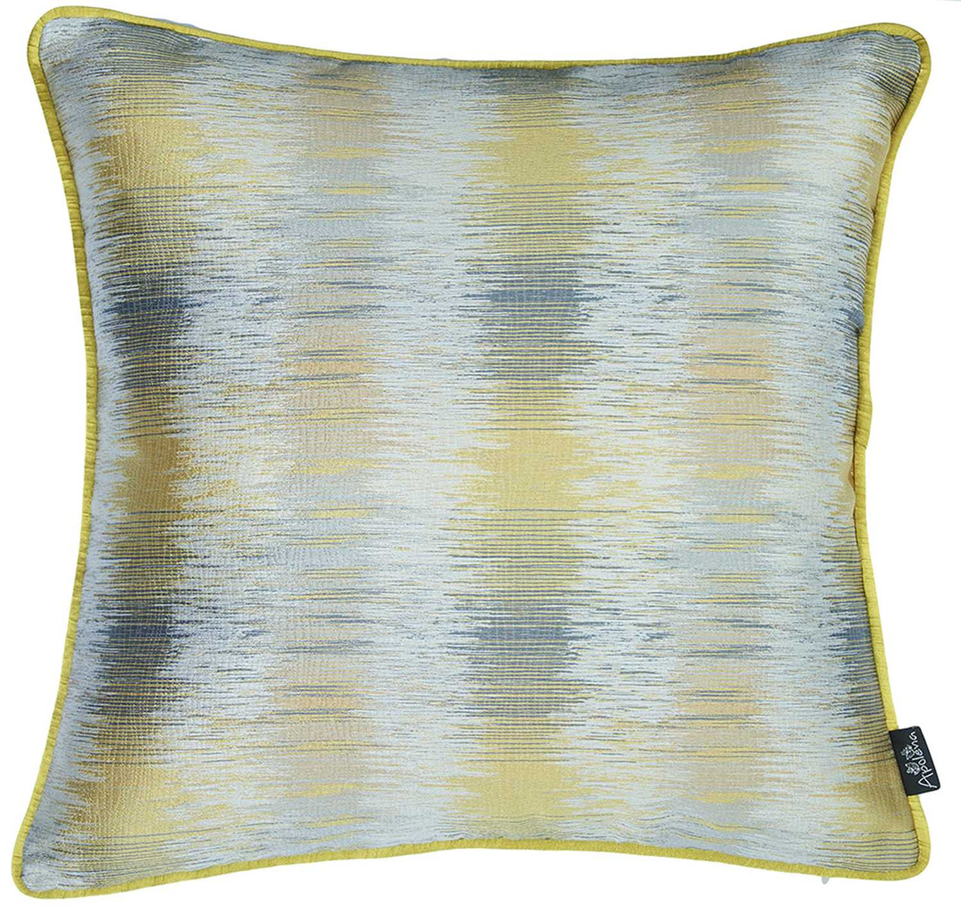 Yellow And Gray Blurred Lines Decorative Throw Pillow Cover - Accent Throw Pillows