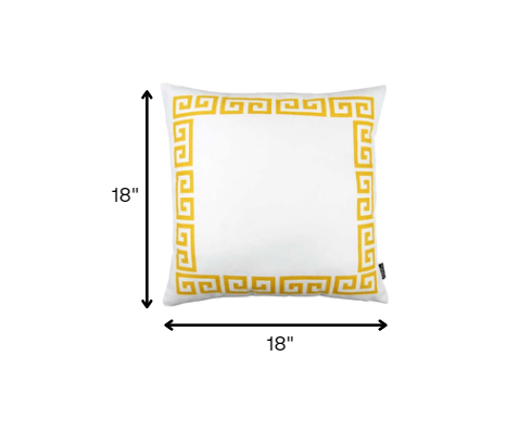 Yellow and White Greek Key Classic Throw Pillow - Accent Throw Pillows