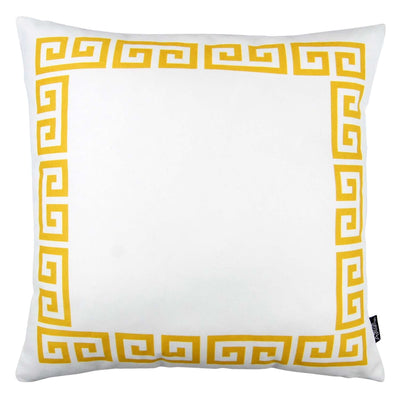 Yellow and White Greek Key Classic Throw Pillow - Accent Throw Pillows