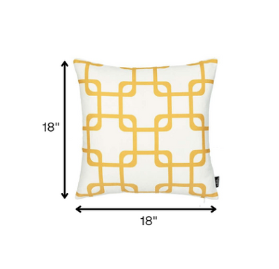 Yellow and White Grid Geometric Throw Pillow - Accent Throw Pillows