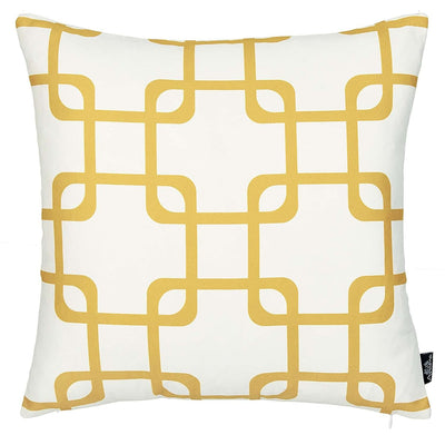 Yellow and White Grid Geometric Throw Pillow - Accent Throw Pillows