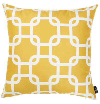 Yellow And White Lattice Decorative Throw Pillow Cover - Accent Throw Pillows