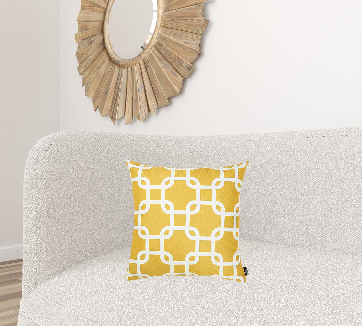 Yellow And White Lattice Decorative Throw Pillow Cover - Accent Throw Pillows