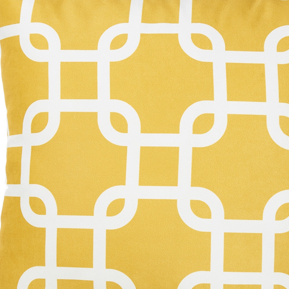 Yellow And White Lattice Decorative Throw Pillow Cover - Accent Throw Pillows