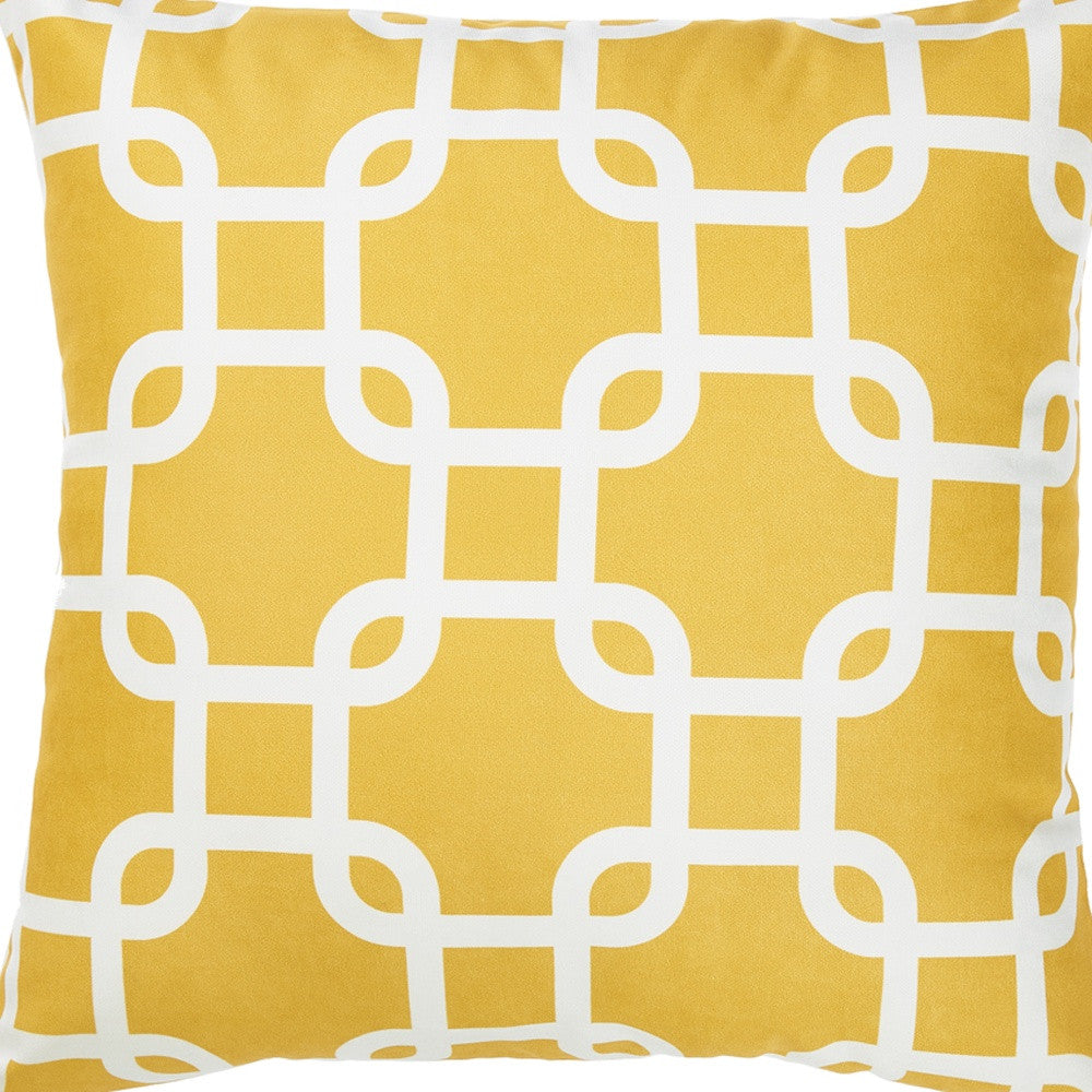 Yellow And White Lattice Decorative Throw Pillow Cover - Accent Throw Pillows