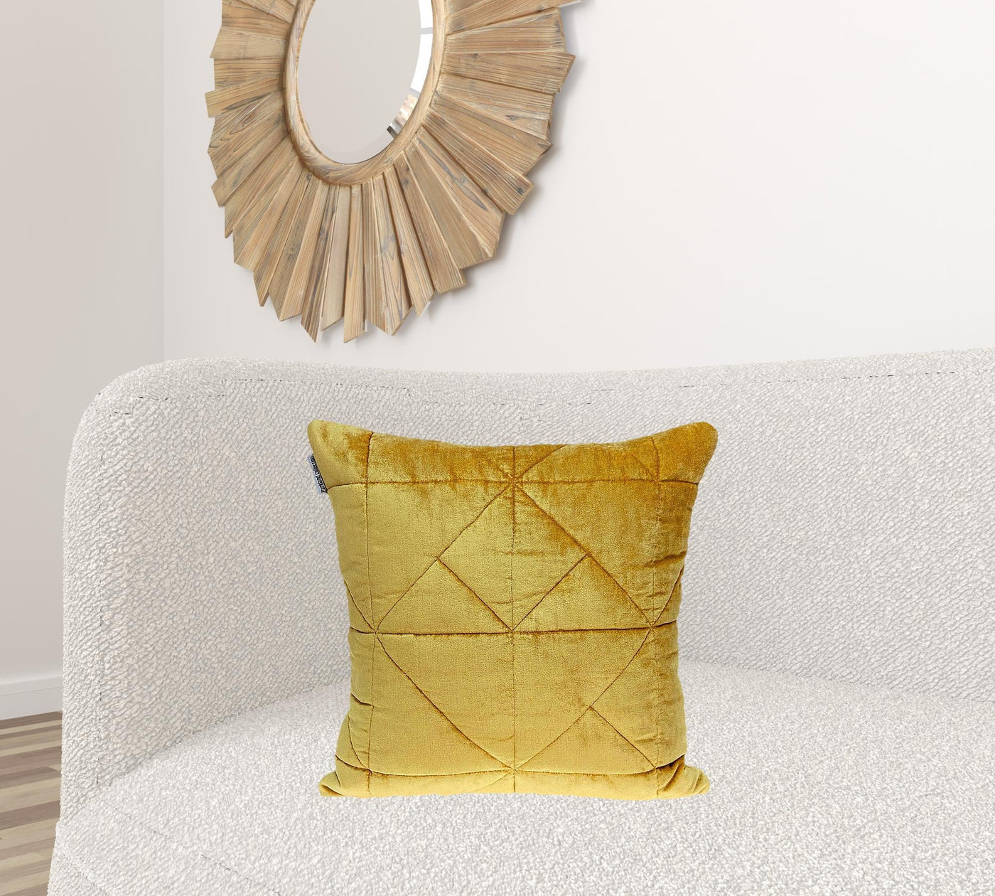 Yellow Chunky Geo Stitched Velvet Decorative Throw Pillow - Accent Throw Pillows