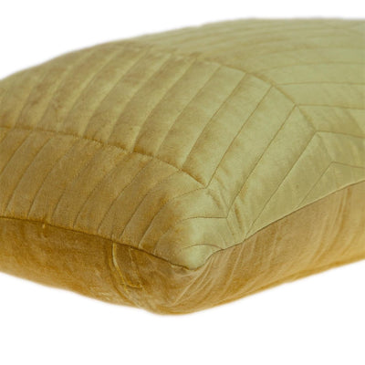 Yellow Quilted Velvet Zig Zag Decorative Lumbar Pillow - Accent Throw Pillows