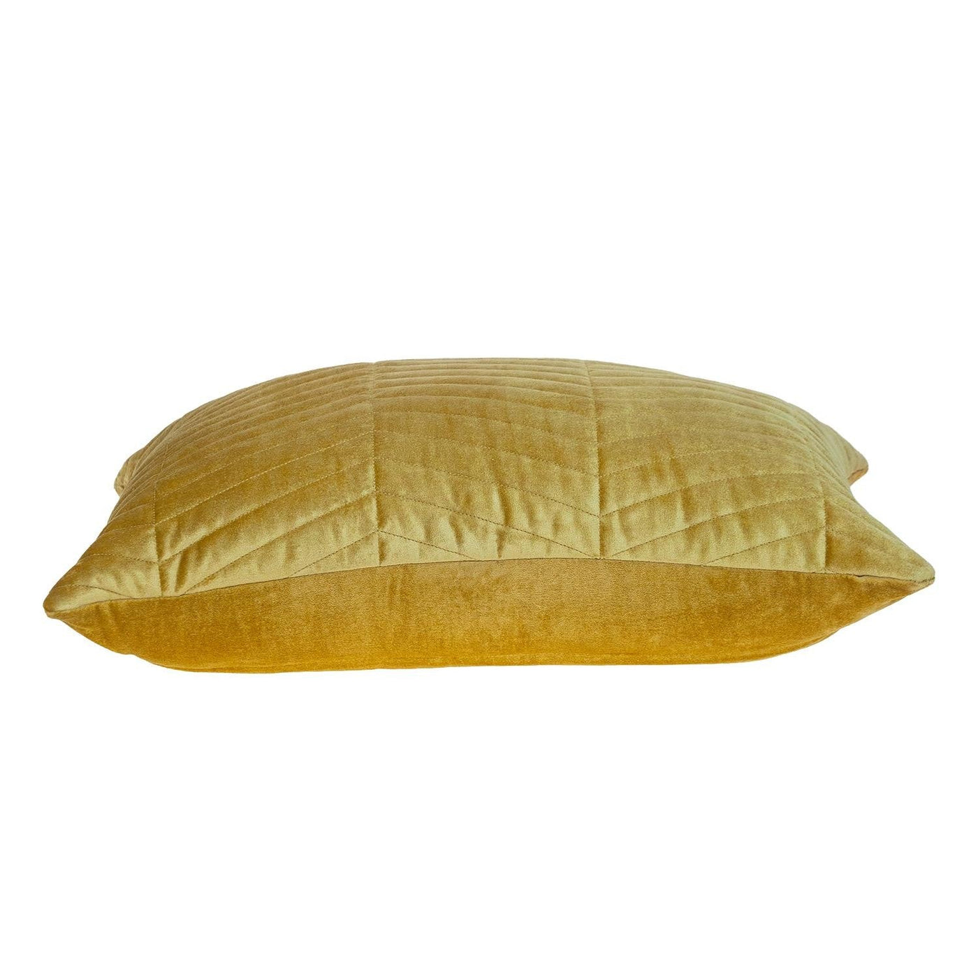 Yellow Quilted Velvet Zig Zag Decorative Lumbar Pillow - Accent Throw Pillows