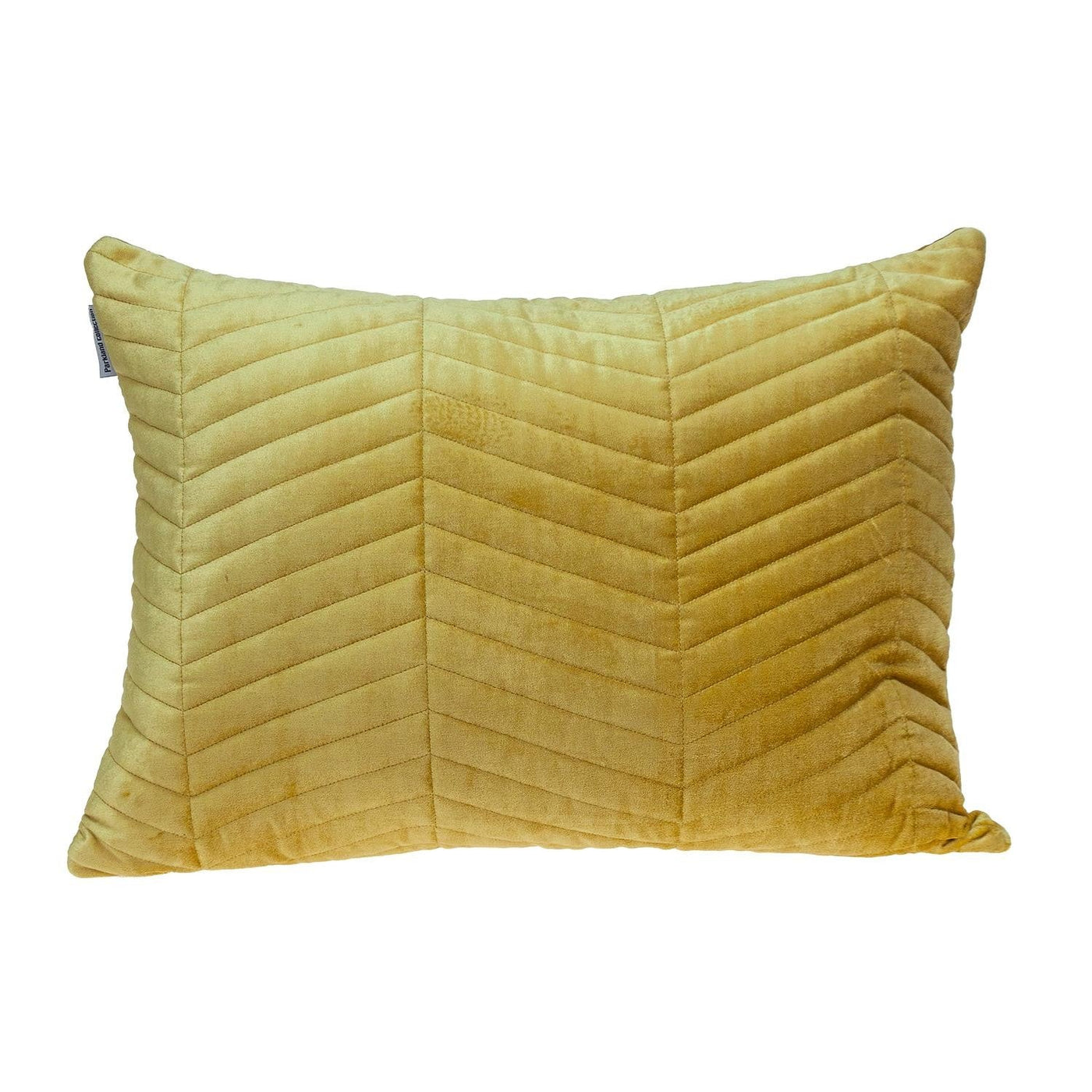 Yellow Quilted Velvet Zig Zag Decorative Lumbar Pillow - Accent Throw Pillows