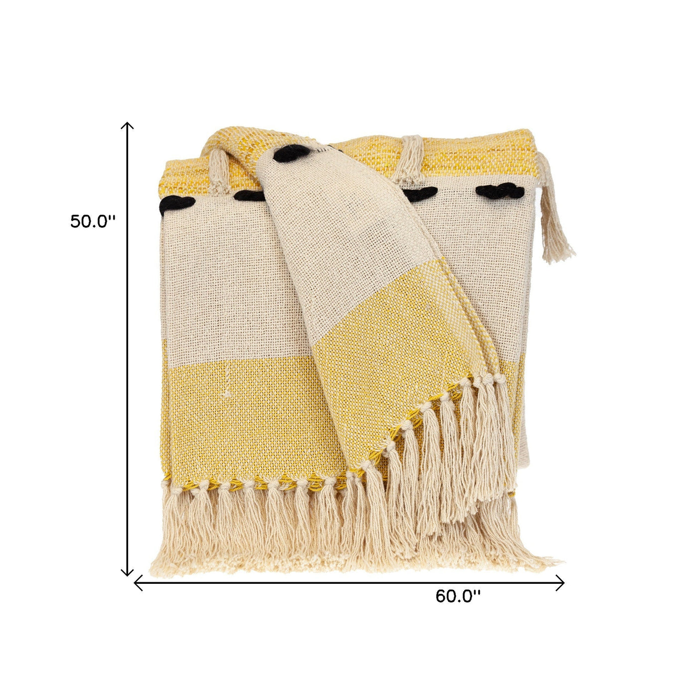 Yellow Woven Cotton Abstract Throw Blanket - Throws & Blankets