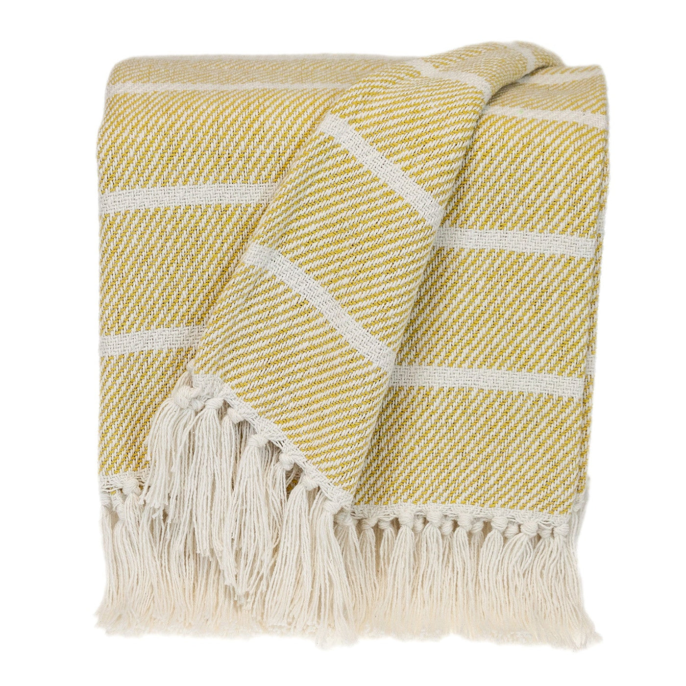 Yellow Woven Cotton Striped Throw Blanket - Throws & Blankets