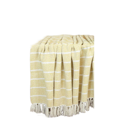 Yellow Woven Cotton Striped Throw Blanket - Throws & Blankets