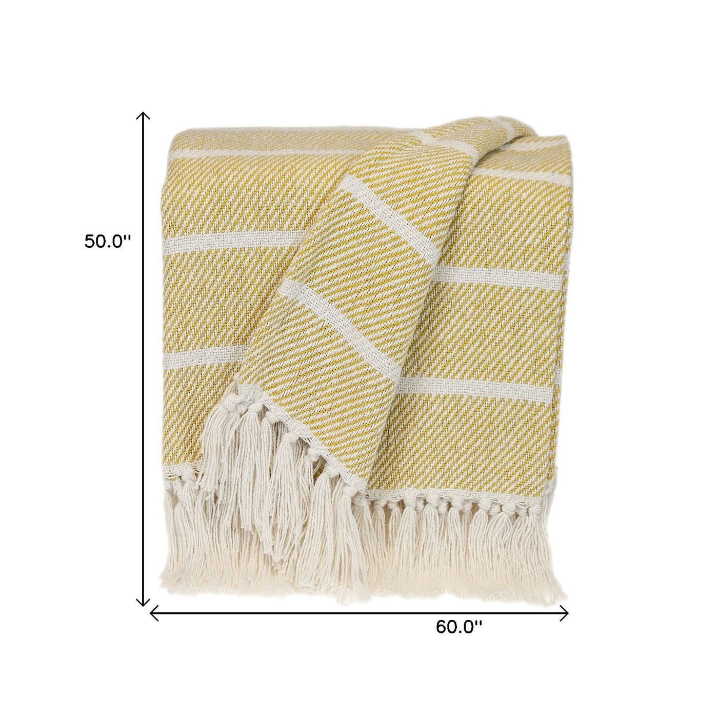 Yellow Woven Cotton Striped Throw Blanket - Throws & Blankets